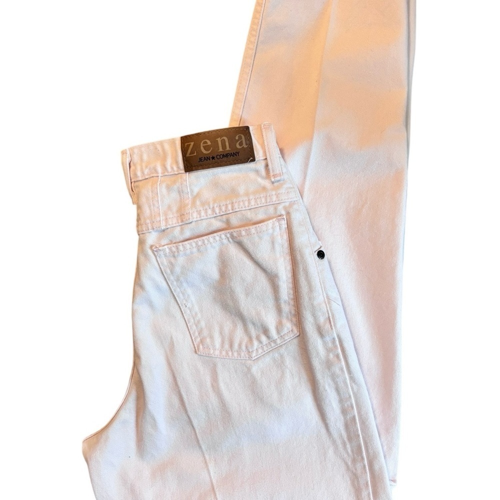 VTG 80’s Zena High Waisted 100% Cotton Jeans Sz 8 Pastel Light Pink Taper Leg